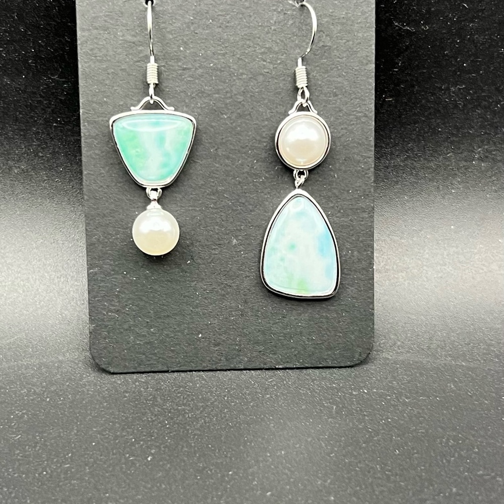 Silver and Blue Dangle Earrings